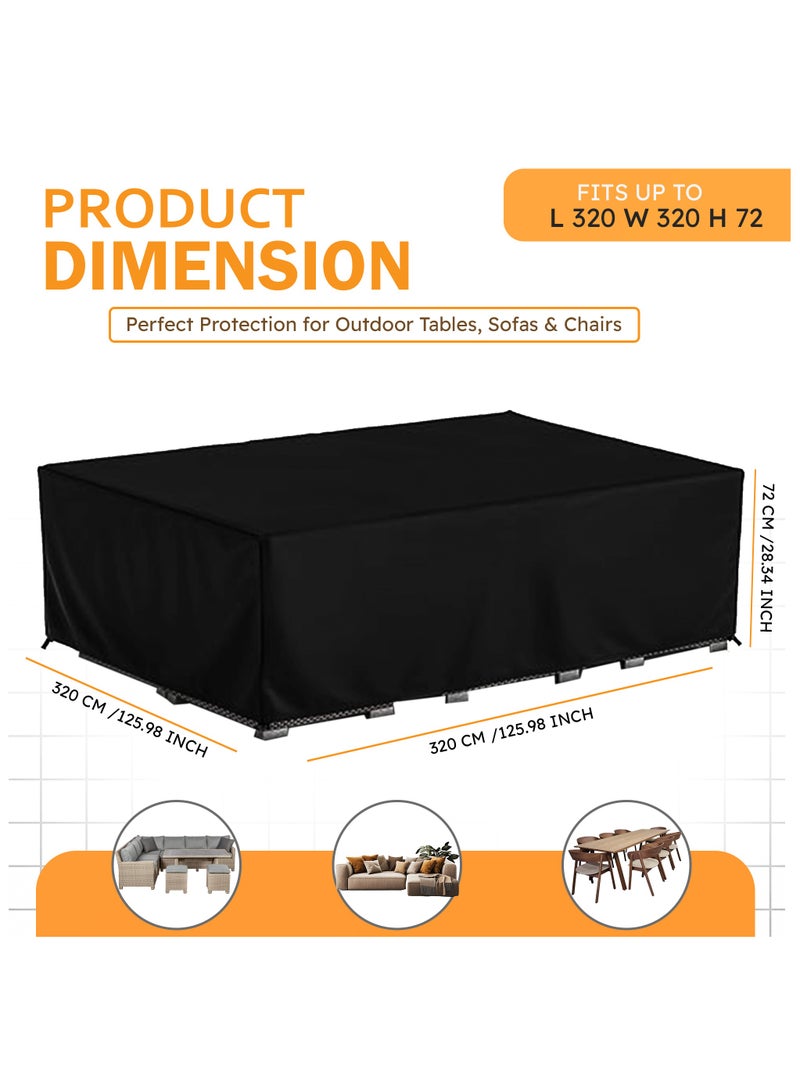 Topify TOPIFY Waterproof Garden Patio Furniture Cover Set,(320 x320 x72) 210D Heavy Duty Oxford Fabric UV Resistant Protection for Square Sofa Outdoor  - Image 2