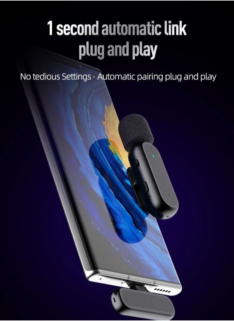Generic - Tech Wireless Lavalier Microphone for USB C Smartphone Plug and Play Mini Mic with Charging Bin Earbud for YouTube TikTok Live Streaming Gaming - Image 1