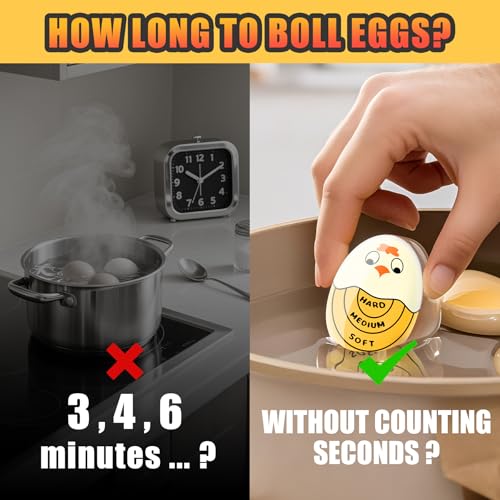 FOREV Egg Timer for Hard Boiled Eggs Soft Boiled Color Changing Indicator Tells When Eggs are Ready, Yellow 2pcs - Image 2