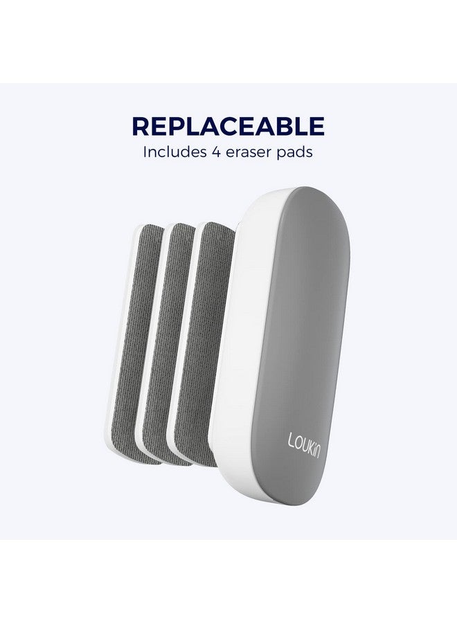 loukin Replaceable Dry Erase Eraser, Magnetic Whiteboard Eraser with 3 Replaceable Felt Pads, 4-in-1 Glass Whiteboard Erasers(Gray), One Bottle of 3.4 fl oz Whiteboard Cleaner Included - Image 3