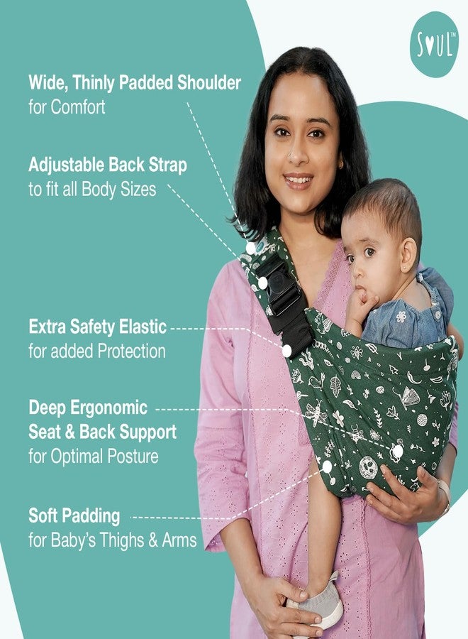 Soulslings Imbu Buckle Hip Sling Baby Carrier -100% Cotton - Forest | Baby Toddler Carrier | Baby Sling Carrier | Lightweight Sling Baby Carrier for Babies & Toddlers | Adjustable for 6 - 30 Months (Upto 20kg) - Image 5