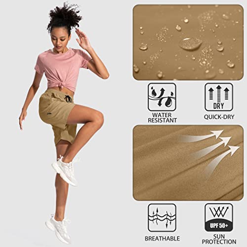SANTINY Women's 5''/ 7''/9'' Hiking Cargo Shorts Quick Dry Lightweight Summer Shorts for Women Athletic Golf Zipper Pockets(Dark Khaki_L) - Image 5