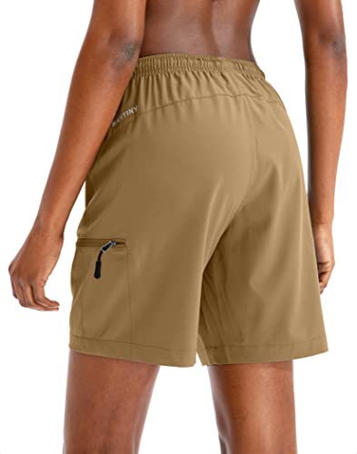 SANTINY Women's 5''/ 7''/9'' Hiking Cargo Shorts Quick Dry Lightweight Summer Shorts for Women Athletic Golf Zipper Pockets(Dark Khaki_L) - Image 3