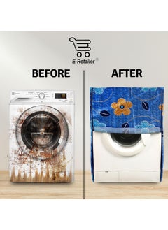 E-Retailer ERetailer Exclusive Polyester Combo Set of 1 Pc Front Load Washing Machine Cover and 1 Pc Foldable Laundry Bag ColorBlue DesignFloral Set Contains2 Pcs  - Image 4