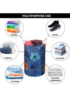 E-Retailer ERetailer Exclusive Polyester Combo Set of 1 Pc Front Load Washing Machine Cover and 1 Pc Foldable Laundry Bag ColorBlue DesignFloral Set Contains2 Pcs  - Image 5