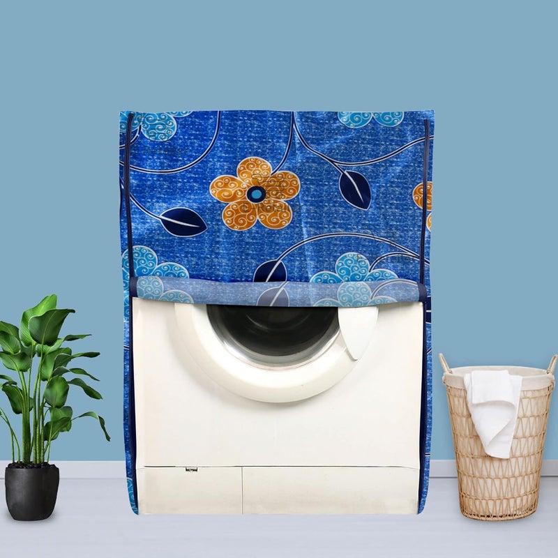 E-Retailer ERetailer Exclusive Polyester Combo Set of 1 Pc Front Load Washing Machine Cover and 1 Pc Foldable Laundry Bag ColorBlue DesignFloral Set Contains2 Pcs - Image 2