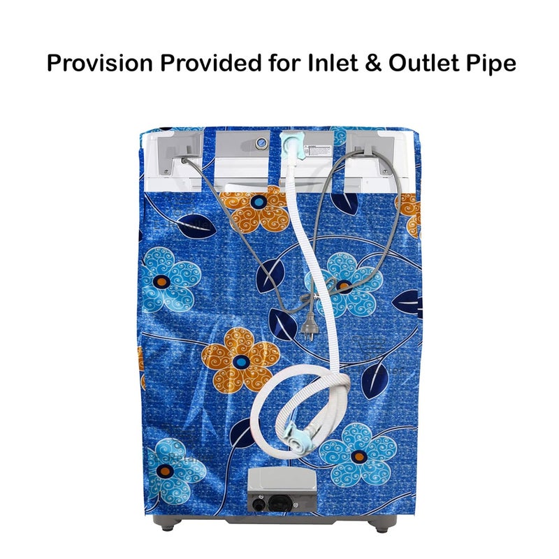 E-Retailer ERetailer Exclusive Polyester Combo Set of 1 Pc Front Load Washing Machine Cover and 1 Pc Foldable Laundry Bag ColorBlue DesignFloral Set Contains2 Pcs - Image 3