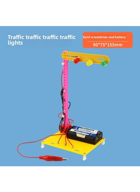 # Science And Technology Making Small Inventions Students Handmade Material Package Children Stem Science Experiment Suit Equipment Circuit Play-Specifications:Traffic Traffic Traffic Traffic Lights