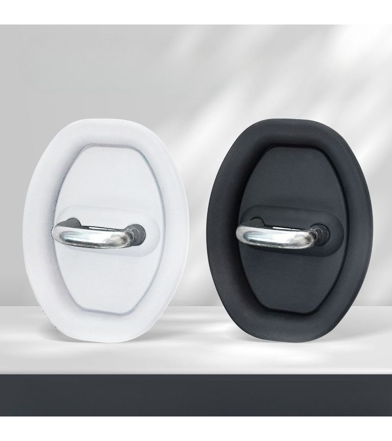 4pcs Black Silicone Car Door Lock Protective Cover Shockproof Buffer Pad Anti Collision Sticker Universal - Image 1