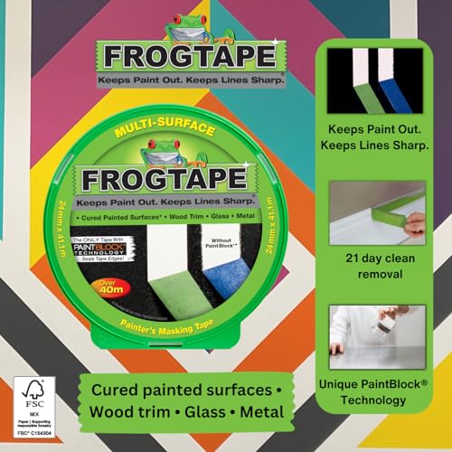 FrogTape Frog Tape Green Multi Surface Painters Masking Tape 24mm x 41.1m. Indoor Painting and Decorating for Sharp Lines and no Paint Bleed - Image 2