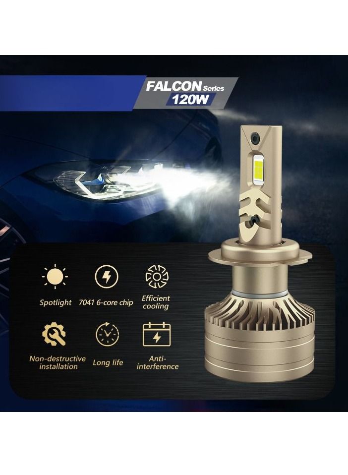 DXB-C FALCON 9005/HB3 LED Car Headlight Bulbs, 120W 12000LM 300% Extremely Bright Light, 6500K Cool White LED Bulb for Low Beam and High Beam Headlights, Plug and Play, IP68 - Pack of 2 - Image 4