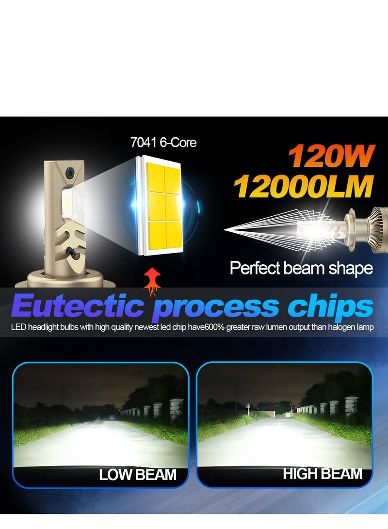 DXB-C FALCON 9005/HB3 LED Car Headlight Bulbs, 120W 12000LM 300% Extremely Bright Light, 6500K Cool White LED Bulb for Low Beam and High Beam Headlights, Plug and Play, IP68 - Pack of 2 - Image 5
