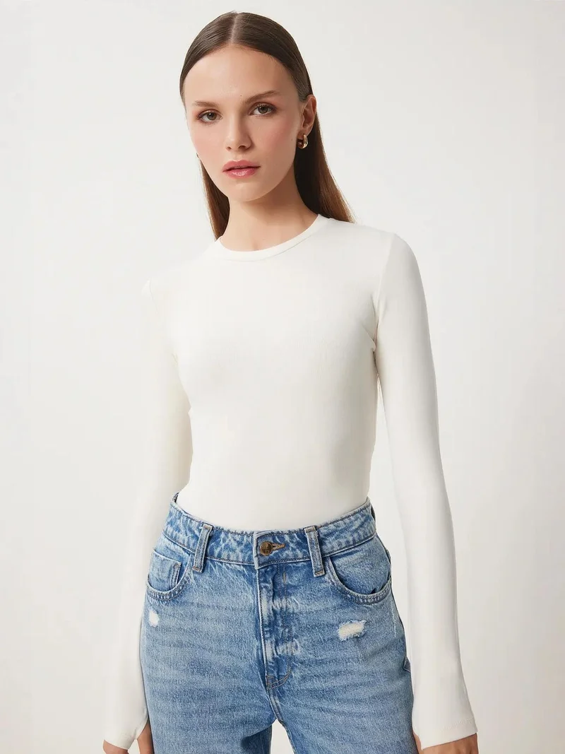 إسطنبول الساحرة ISTANBUL Fitted Long Sleeve Crew Neck 2-Pack Blouse