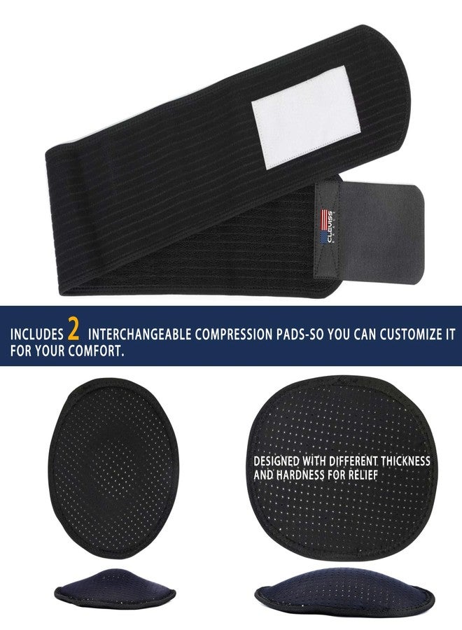 CLEVISS BRACE Umbilical Hernia Belt - Ergonomic Abdominal Binder Adjustable Truss Support with 2 Compression Pads for Naval, Ventral, Incisional, Epigastric, Belly Button Hernias, Pre Post Surgery(Black L-XL) - Image 5