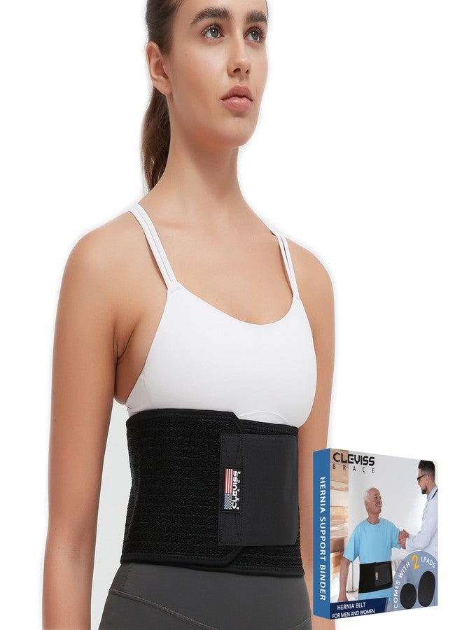 CLEVISS BRACE Umbilical Hernia Belt - Ergonomic Abdominal Binder Adjustable Truss Support with 2 Compression Pads for Naval, Ventral, Incisional, Epigastric, Belly Button Hernias, Pre Post Surgery(Black L-XL) - Image 1