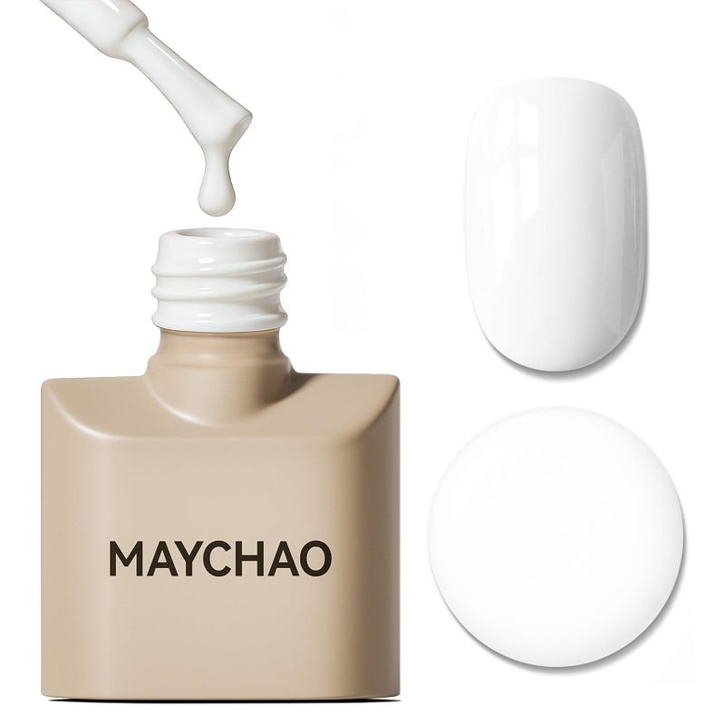 MAYCHAO 15ML Pure White Gel Nail Polish 1Pc Off White Nail Polish Soak Off UV LED Nail Gel Polish Nail Art Starter Manicure Salon DIY at Home 05 OZ - Image 3