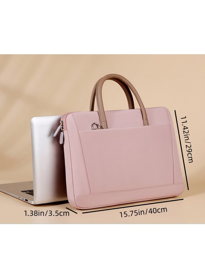 Women's Solid Color 15-Inch Laptop Bag with Suitcase Trolley Strap, Ladies Nylon Business Bag Office Bag President Bag Briefcase, Large-capacity Computer Bag Notebook Bag for Girls/Students - Image 4