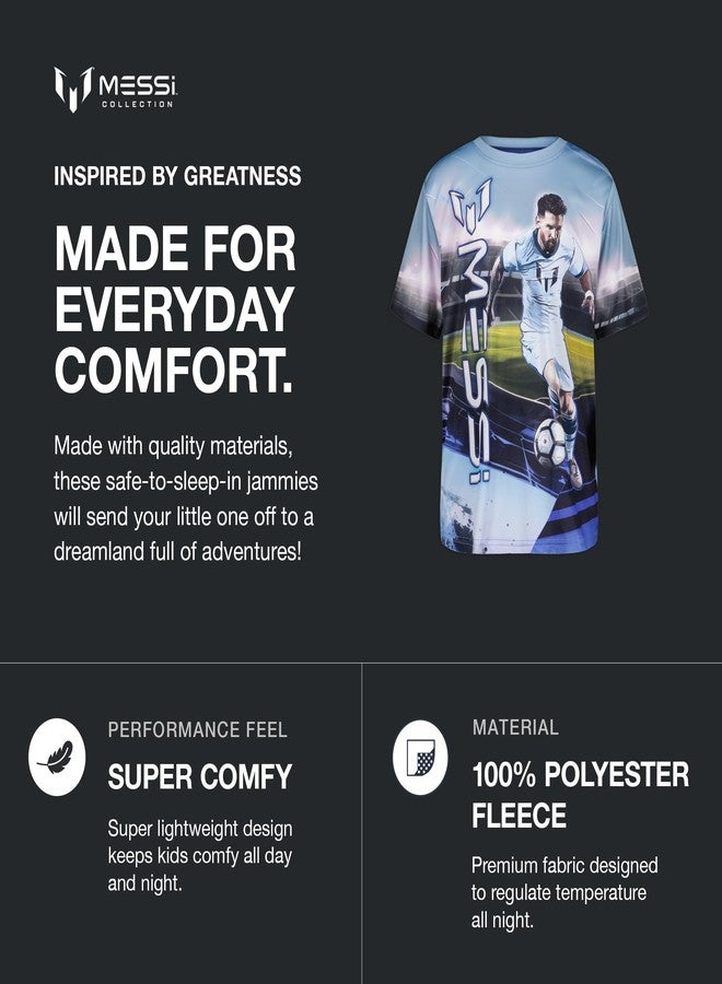 Messi Boys' Lifestyle Short Sleeve Top, Loose-Fit Shirt with Logo, Comfortable, All-Day Wear, M10/12 - Image 3