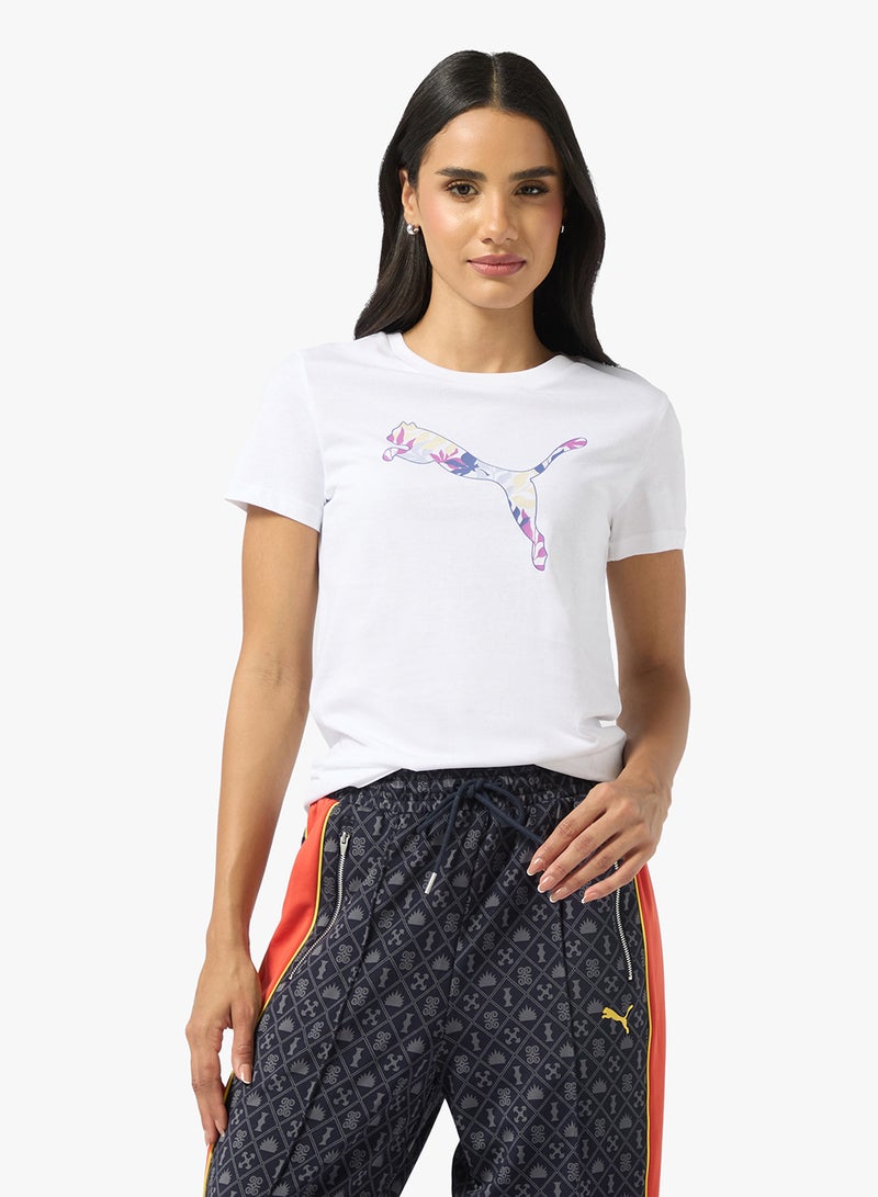 PUMA Graphics Floral Cat Logo T-Shirt - Image 1