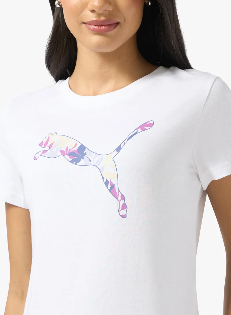 PUMA Graphics Floral Cat Logo T-Shirt