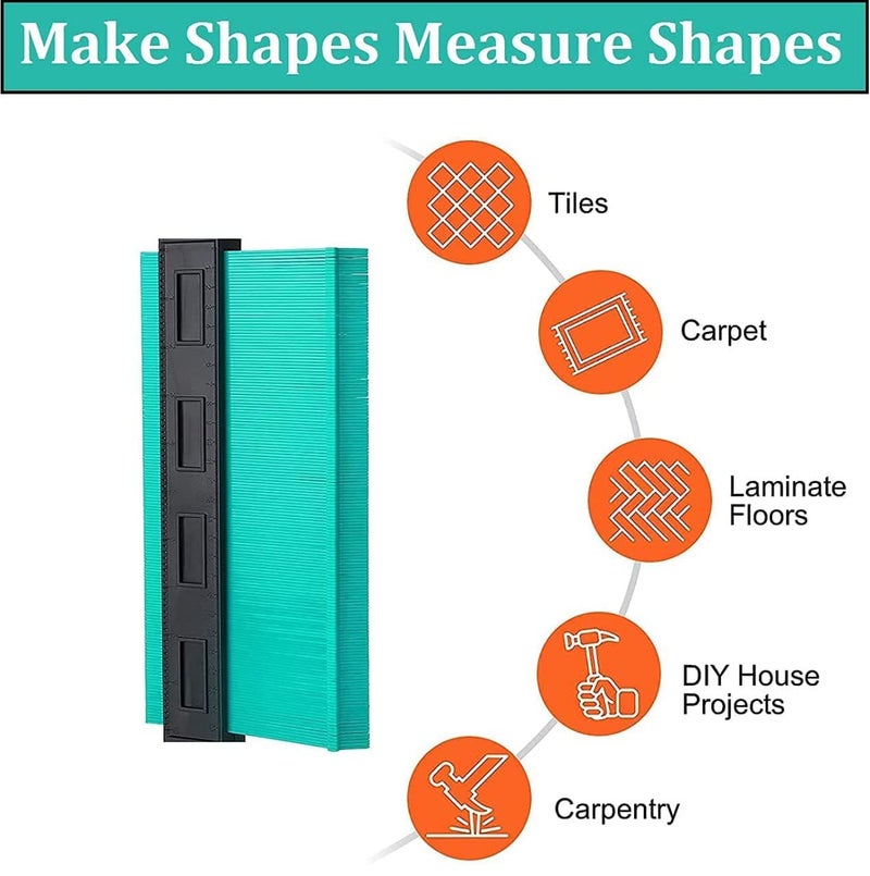 APURK APURK 10 Inch Contour Gauge With Lock Gauge Profile Tool Super Master Outline Measuring Plastic Ruler For CornersWoodworking TemplatesTilesLaminate Pack of 1Multicolor  - Image 5