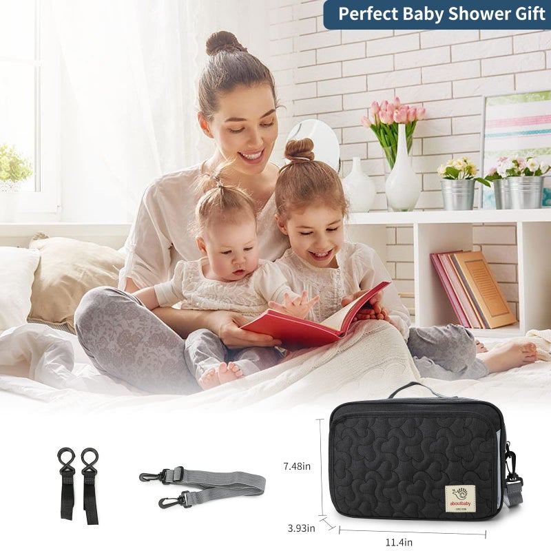 TRENDPLAY Small Diaper Bag Stroller Bag Diaper Organizer Caddy for Diapers with Insulated Pocket, Stroller Straps and Adjustable Shoulder Strap,Universal Fit Most Strollers, Gray - Image 5