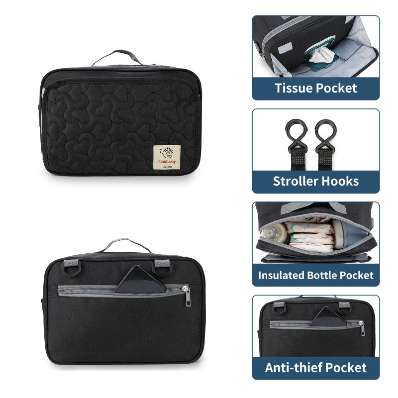 TRENDPLAY Small Diaper Bag Stroller Bag Diaper Organizer Caddy for Diapers with Insulated Pocket, Stroller Straps and Adjustable Shoulder Strap,Universal Fit Most Strollers, Gray - Image 2