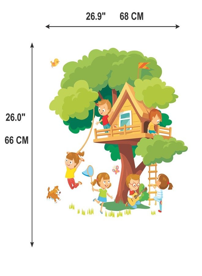Wallbook Tree House with Kids Wall Sticker | Wall Stickers for Home, Kitchen, Office, Bedroom & Living Room (66 x 68 cms) - Image 5