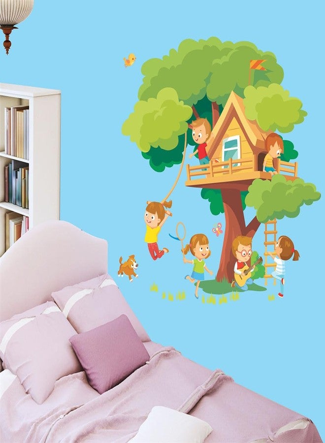 Wallbook Tree House with Kids Wall Sticker | Wall Stickers for Home, Kitchen, Office, Bedroom & Living Room (66 x 68 cms) - Image 3