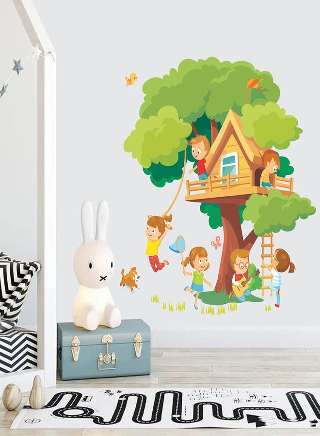 Wallbook Tree House with Kids Wall Sticker | Wall Stickers for Home, Kitchen, Office, Bedroom & Living Room (66 x 68 cms) - Image 2