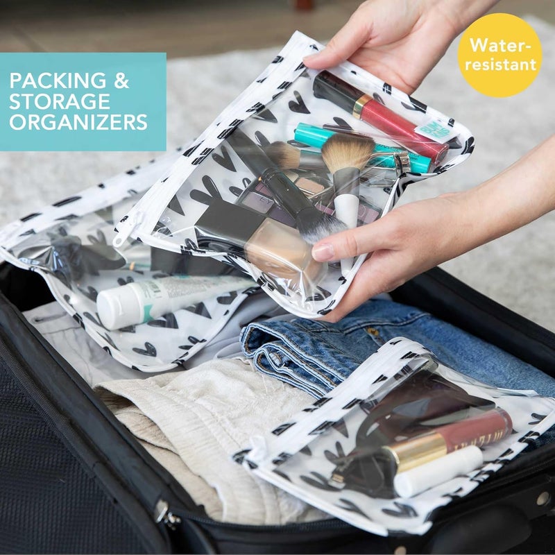 BUMKiNs Tsa Approved Toiletry Bag, Travel Bag, PVC-Free, Vinyl-Free, Clear Front, Set of 3 - Hearts - Image 2