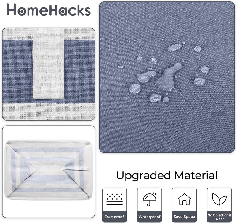 HomeHacks حزمة HomeHacks المزدوجة لسلة الغسيل الكبيرة، مقاومة للماء، سلة غسيل قائمة بذاتها، سلة ملابس طويلة قابلة للطي بمقابض ممتدة للملابس والألعاب في السكن الجامعي والعائلة (أزرق، 75 لتر) - Image 5