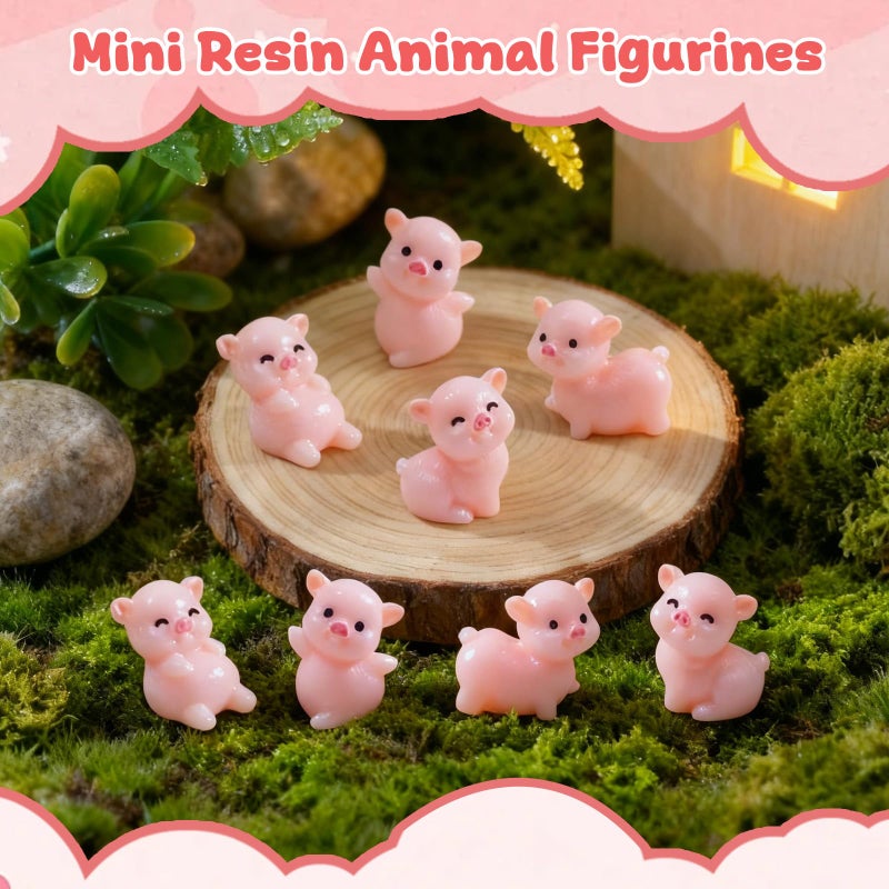 Furjane 100 Cute Miniature Pink Pig Figurines Mini Resin Pig Tiny Fairy Garden Accessories for Home Decor DIY Crafts - Image 3