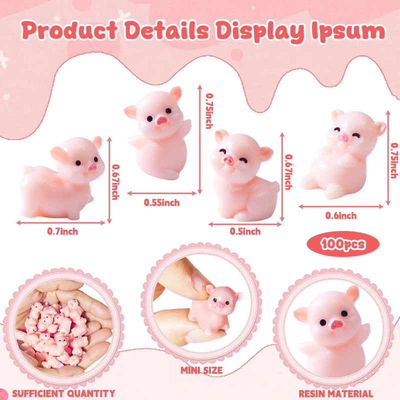 Furjane 100 Cute Miniature Pink Pig Figurines Mini Resin Pig Tiny Fairy Garden Accessories for Home Decor DIY Crafts - Image 2