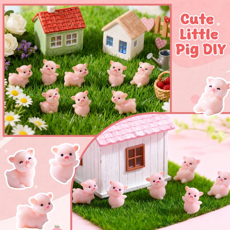 Furjane 100 Cute Miniature Pink Pig Figurines Mini Resin Pig Tiny Fairy Garden Accessories for Home Decor DIY Crafts - Image 5