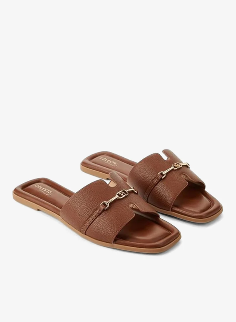 Celeste Women Metal Accent Slip-On Sandals