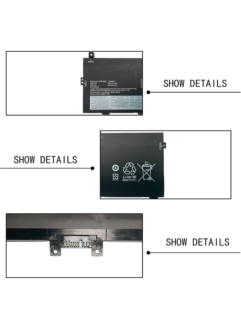 Terabyte L20C3P71 (11.55V 39.9Wh 3400mAh) L20M3P71 SB11A13105 5B11A13107 Battery Compatible for Lenovo ThinkPad X13 Yoga Gen 2 Series - Image 3