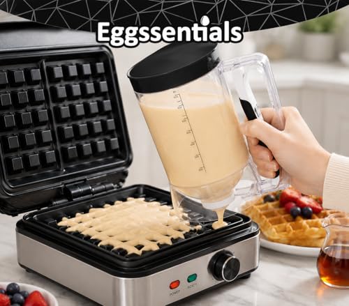 Eggssentials – Pancake Batter Dispenser, Batter dispenser with Squeeze Handle Mess-Free, Cupcakes, Waffles & More – Durable, Easy-Pour Pancake Dispenser Bottle for Smooth Baking - Image 3