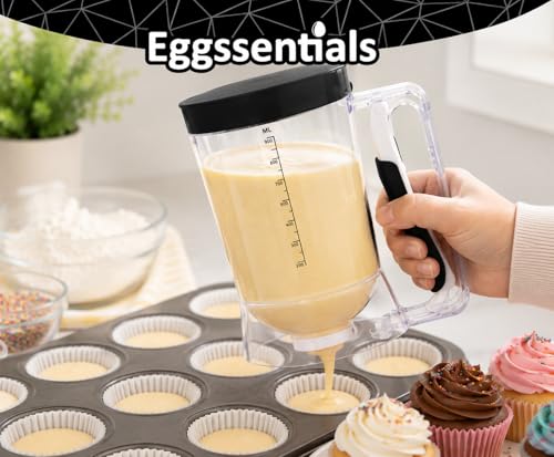 Eggssentials – Pancake Batter Dispenser, Batter dispenser with Squeeze Handle Mess-Free, Cupcakes, Waffles & More – Durable, Easy-Pour Pancake Dispenser Bottle for Smooth Baking - Image 4