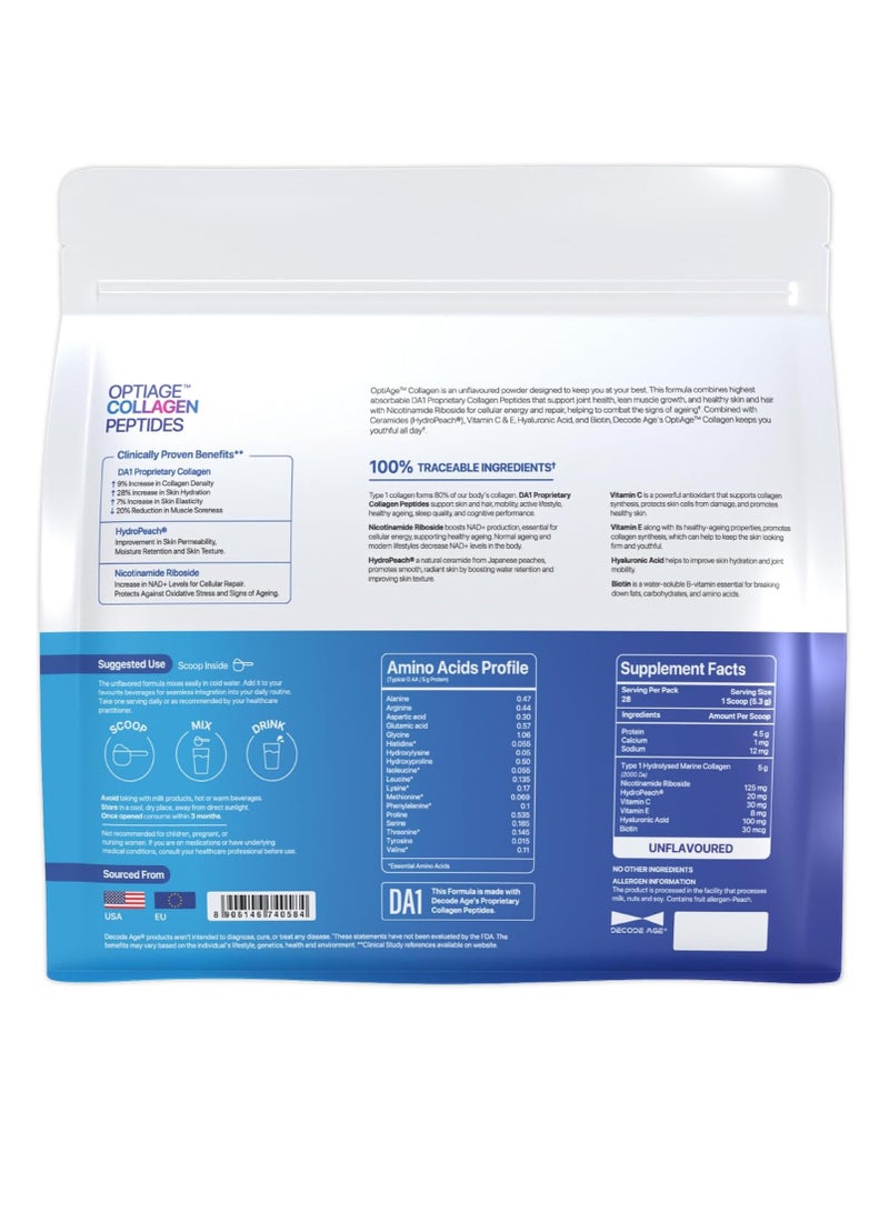 Decode Age Optiage Collagen Supplement Supports Hair, Skin Bone and Joint Health 150 Gm 28 Servings - Image 3