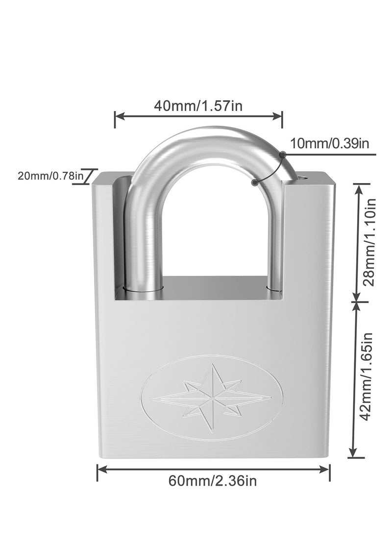 Padlock, Lock for Outdoor Use with Key, 2Pcs 60mm Impact Cut Resistance Anti-Rust Padlock Outdoor Weatherproof Lock with 10mm Shackle High Security Lock for Warehouse, Container, Gym Locker, Garage - Image 5