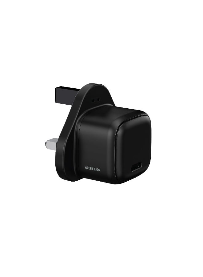 GREEN LION NEXIO Single Port Wall Charger UK Plug 20W with Cable C To L / Charging Protection / USB-C To Lightning -Black - Image 1