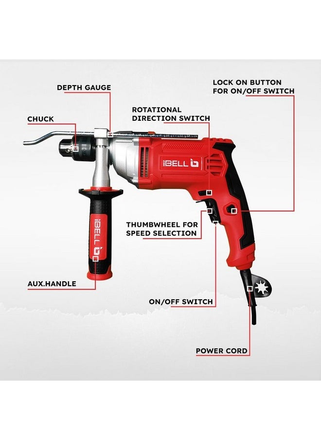 IBELL Industrial Impact Drill ID13-30,1100W, Copper Armature, Chuck 13mm manual, 0-3000 RPM, 2 mode selector, Forward/Reverse with variable speed - pzsku/Z5EE52BC48D0710BF815BZ/45/_/1740982891/05bfa0df-0ff3-476d-b716-b9fcf6868050