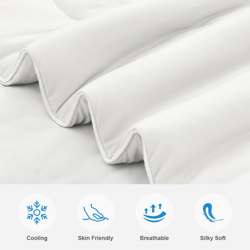 EASELAND Cooling Comforter Queen, Cold Touch Fabric Absorbs Body Heat, Double-Sided Cool Design Soft Fluffy Cooling Blanket for Night Sweats Hot Sleeper(White, Queen(90"x90")) - Image 2
