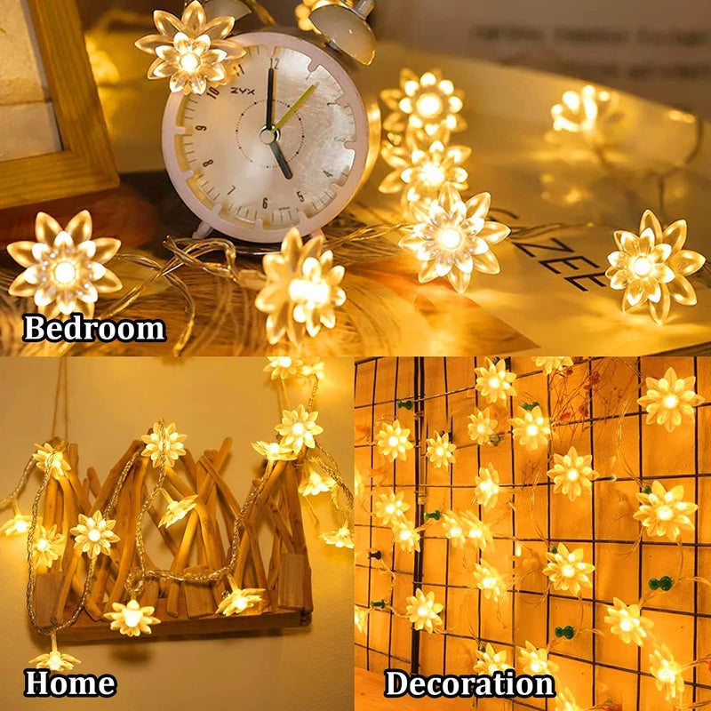 fizzytech Plastic Lotus String Lights of Home Decoration Diwali Light for Party Birthday Diwali Christmas Navratri Valentine Gift Home Decoration Light (15 LED Lotus WW) - Image 4