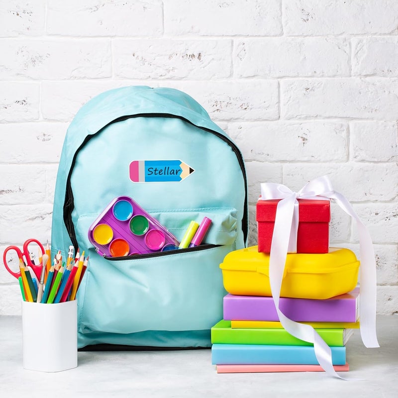 SYOSI Pencils Name Tags, Colorful Cartoon School Pencils Name Plate Stickers for Classroom Bulletin Board Label Decals, Back to School Party Desk Wall Message Board, 240Pcs - Image 5