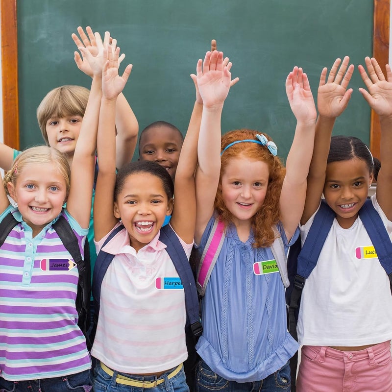 SYOSI Pencils Name Tags, Colorful Cartoon School Pencils Name Plate Stickers for Classroom Bulletin Board Label Decals, Back to School Party Desk Wall Message Board, 240Pcs - Image 3