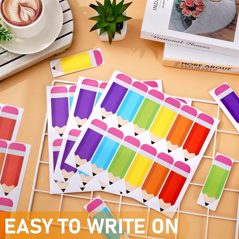 SYOSI Pencils Name Tags, Colorful Cartoon School Pencils Name Plate Stickers for Classroom Bulletin Board Label Decals, Back to School Party Desk Wall Message Board, 240Pcs - Image 2