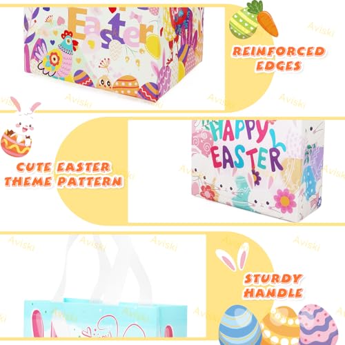 Aviski 6PCS Happy Easter Egg Hunt Bags, Assorted Sizes, Easter Bunny Carrot Chick Egg Treat Bag with Handles, Non-Woven Gifts Wrapping, Egg Hunt, Spring Party Supplies - Image 3