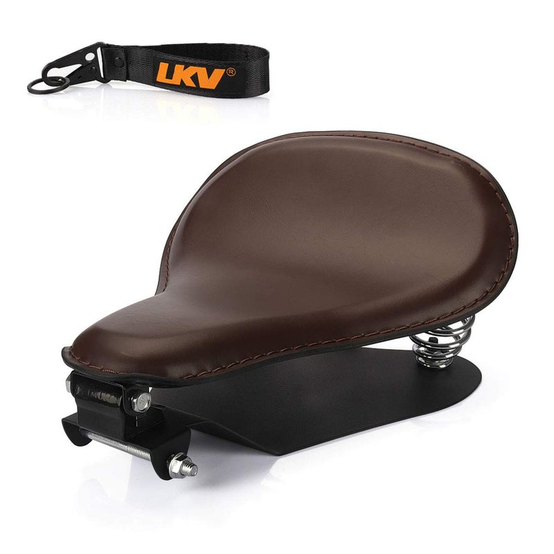 LKV 1338 Motorcycle Solo Drive Seat with Seatbase Mounting Hardware Kits Custom Chooper Bobber Seats Universal Fit for Harley Davidson Sportster XL 1200 883